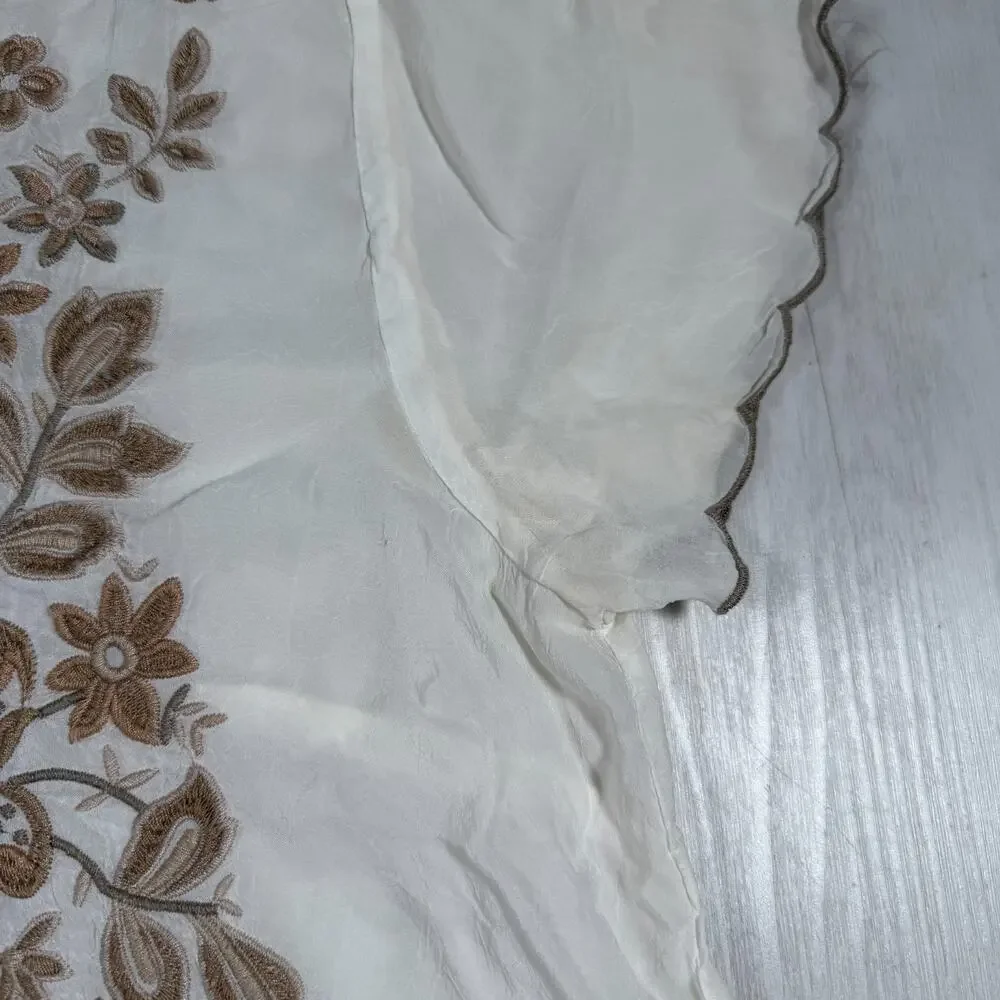 Johnny Was Tunic Blouse Womens Large White Lace Embroidered Sheer Boho Top - Picture 5 of 16